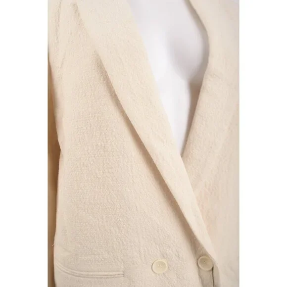 Zara Womans Long Wool Coat Size L Large Winter White Textured 8605/770 NWT